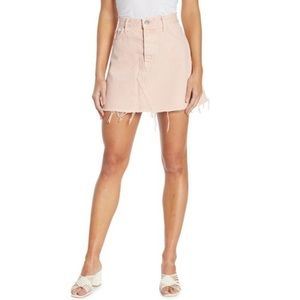 GRLFRND Eva Fray Hem Rose Denim Skirt